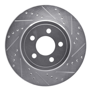 R1 05-23 Chrysler 300 Rear Right Drilled & Slotted Silver Brake Rotor