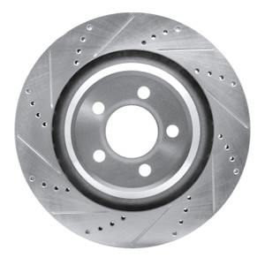 R1 05-23 Chrysler 300 Rear Left Drilled & Slotted Silver Brake Rotor