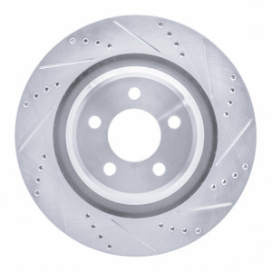 R1 05-23 Chrysler 300 Rear Right Drilled & Slotted Silver Brake Rotor