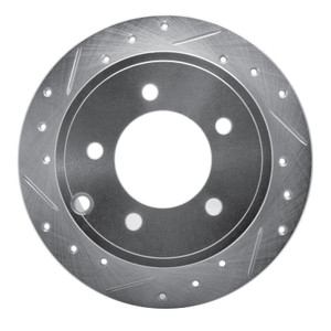 R1 07-17 Chrysler 200 Rear Left Drilled & Slotted Silver Brake Rotor