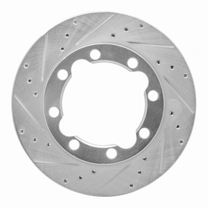 R1 88-00 Chevrolet Suburban 1500 Front Left Drilled & Slotted Silver Brake Rotor