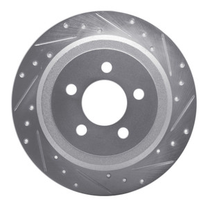 R1 07-12 Dodge Nitro Rear Right Drilled & Slotted Silver Brake Rotor