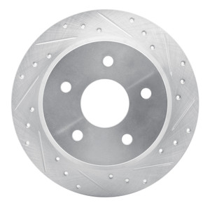 R1 99-04 Jeep Grand Cherokee Rear Right Drilled & Slotted Silver Brake Rotor