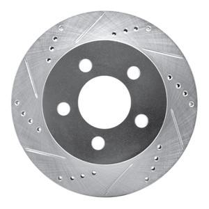 R1 99-06 Jeep Cherokee Front Left Drilled & Slotted Silver Brake Rotor