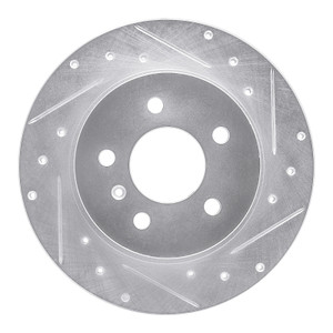R1 06-11 Buick Lucerne Rear Right Drilled & Slotted Silver Brake Rotor