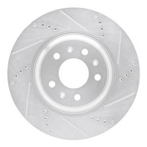 R1 04-08 Cadillac CTS Front Right Drilled & Slotted Silver Brake Rotor