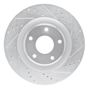 R1 05-13 Cadillac XLR Front Right Drilled & Slotted Silver Brake Rotor