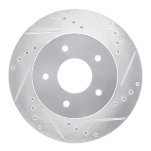 R1 63-82 Chevrolet Corvette Front Right Drilled & Slotted Silver Brake Rotor