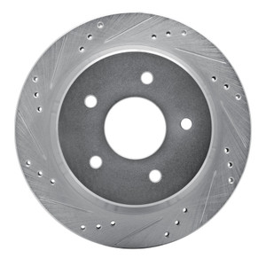 R1 98-05 Chevrolet Blazer Rear Left Drilled & Slotted Silver Brake Rotor