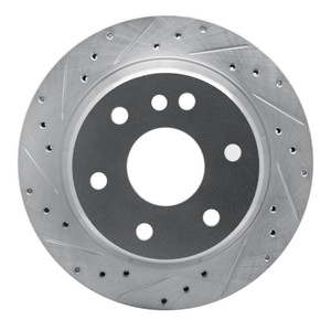R1 00-14 Cadillac Escalade Rear Left Drilled & Slotted Silver Brake Rotor
