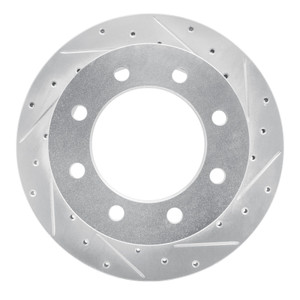 R1 01-10 Chevrolet Silverado 3500 HD Rear Right Drilled & Slotted Silver Brake Rotor