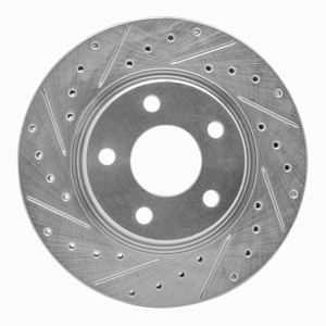 R1 04-09 Buick Allure Front Left Drilled & Slotted Silver Brake Rotor
