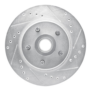 R1 82-87 Ford Mustang Front Right Drilled & Slotted Silver Brake Rotor