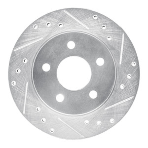 R1 93-98 Ford Thunderbird Rear Right Drilled & Slotted Silver Brake Rotor