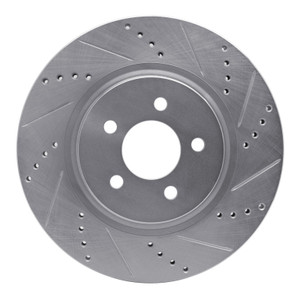 R1 94-04 Ford Mustang Front Right Drilled & Slotted Silver Brake Rotor
