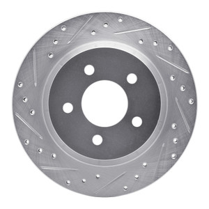 R1 94-04 Ford Mustang Rear Left Drilled & Slotted Silver Brake Rotor