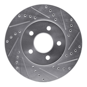 R1 05-10 Ford Mustang Front Right Drilled & Slotted Silver Brake Rotor