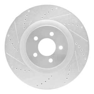 R1 07-14 Ford Mustang Front Left Drilled & Slotted Silver Brake Rotor