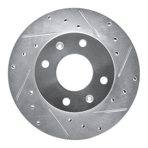 R1 88-07 Dodge Colt Front Right Drilled & Slotted Silver Brake Rotor