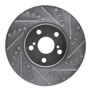 R1 00-10 Pontiac Vibe Front Right Drilled & Slotted Silver Brake Rotor