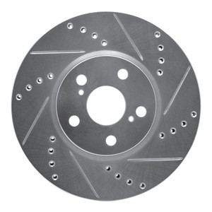 R1 08-19 Pontiac Vibe Front Right Drilled & Slotted Silver Brake Rotor