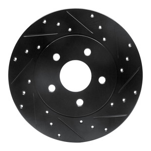 R1 01-08 Ford Mondeo (Mexico) Rear Right Drilled & Slotted Black Brake Rotor