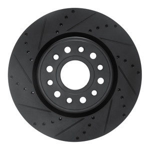 R1 19-25 Ram 1500 Front Left Drilled & Slotted Black Brake Rotor