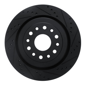 R1 19-25 Ram 1500 Rear Right Drilled & Slotted Black Brake Rotor