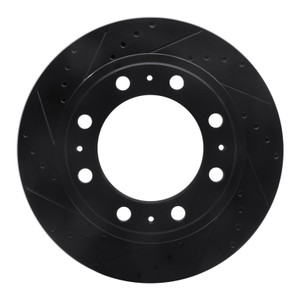 R1 19-25 Ram 3500 Rear Left Drilled & Slotted Black Brake Rotor