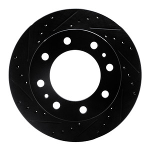 R1 19-25 Ram 3500 Rear Left Drilled & Slotted Black Brake Rotor