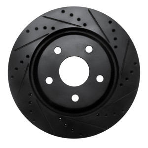 R1 12-18 Jeep Wrangler Front Right Drilled & Slotted Black Brake Rotor