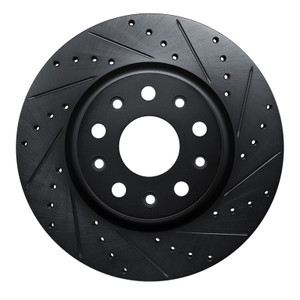 R1 18-25 Jeep Wrangler Front Right Drilled & Slotted Black Brake Rotor