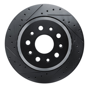 R1 20-25 Jeep Gladiator Rear Left Drilled & Slotted Black Brake Rotor