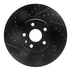 R1 08-17 Cadillac CTS Front Left Drilled & Slotted Black Brake Rotor