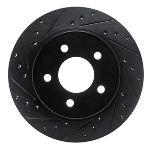 R1 82-90 Ford Mustang Rear Left Drilled & Slotted Black Brake Rotor