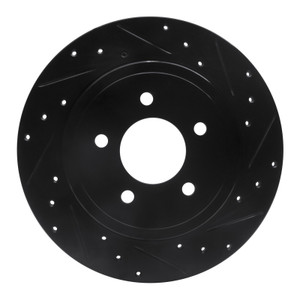R1 05-08 Ford Escape Rear Right Drilled & Slotted Black Brake Rotor