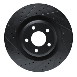 R1 20-25 Ford Explorer Front Left Drilled & Slotted Black Brake Rotor