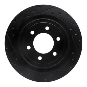 R1 21-25 Ford F-150 4WD Rear Left Drilled & Slotted Black Brake Rotor