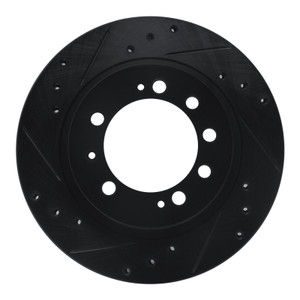 R1 83-89 Chrysler Conquest Rear Left Drilled & Slotted Black Brake Rotor