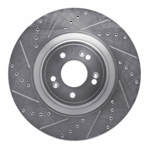R1 18-20 Genesis G80 Front Left Drilled & Slotted Silver Brake Rotor