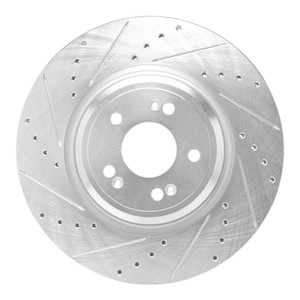 R1 21-25 Genesis GV70 Front Left Drilled & Slotted Silver Brake Rotor