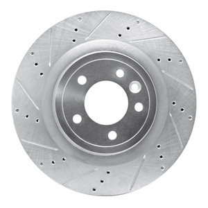 R1 14-24 Land Rover Range Rover Rear Left Drilled & Slotted Silver Brake Rotor