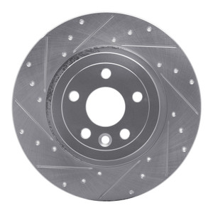 R1 16-19 Land Rover Range Rover Evoque Rear Left Drilled & Slotted Silver Brake Rotor