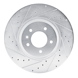 R1 20-25 Land Rover Defender 90 Front Left Drilled & Slotted Silver Brake Rotor
