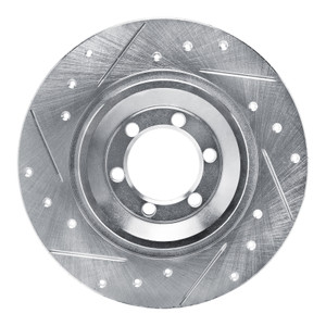 R1 81-89 Alfa Romeo GTV-6 Rear Left Drilled & Slotted Silver Brake Rotor