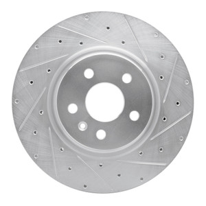 R1 12-21 Tesla Model X Front Right Drilled & Slotted Silver Brake Rotor