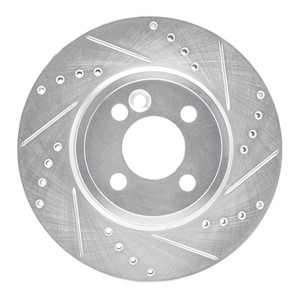R1 07-15 Mini Cooper (Excl Clubman) Front Right Drilled & Slotted Silver Brake Rotor
