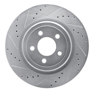 R1 06-23 Dodge Magnum Rear Left Drilled & Slotted Silver Brake Rotor