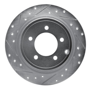 R1 07-17 Chrysler 200 Rear Left Drilled & Slotted Silver Brake Rotor