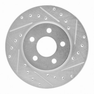 R1 84-95 Chrysler New Yorker Front Right Drilled & Slotted Silver Brake Rotor